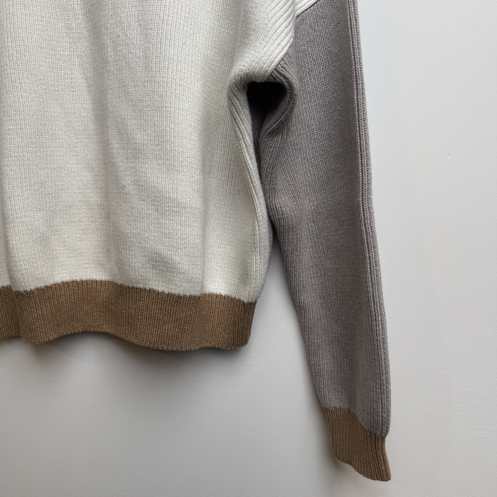 Abercrombie & Fitch Women's Knit Y2K Sweater Medium Colorblock Brown Pullover - Picture 5 of 11